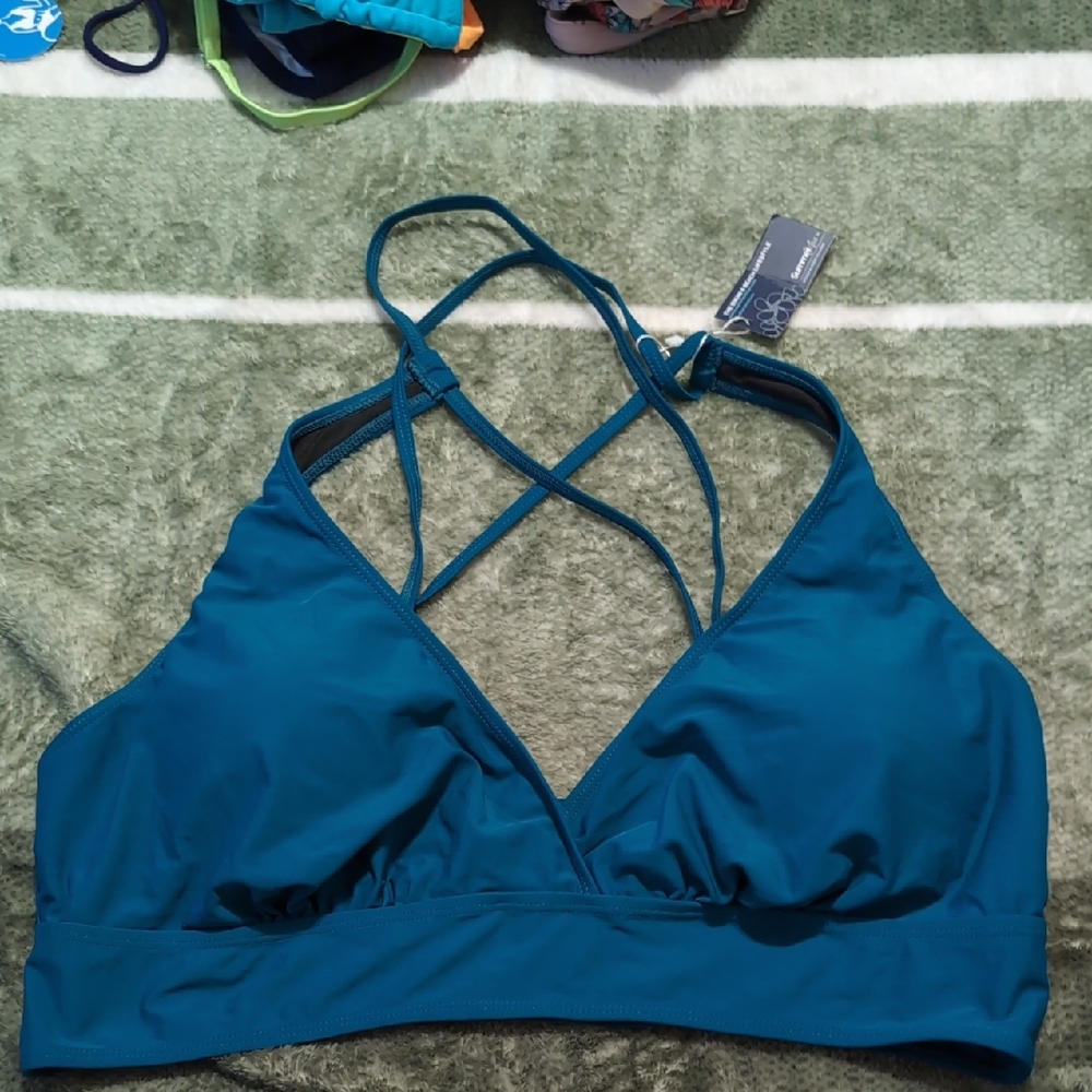 Stylish Teal Strappy Bikini Top